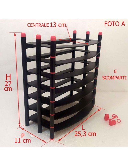 Porta-videocassette-VHS-a-6-posti-in-plastica-nera-vintage-anni-90-Dimensioni