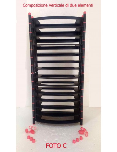 Porta-videocassette-VHS-a-6-posti-in-plastica-nera-vintage-anni-90-composizione-verticale