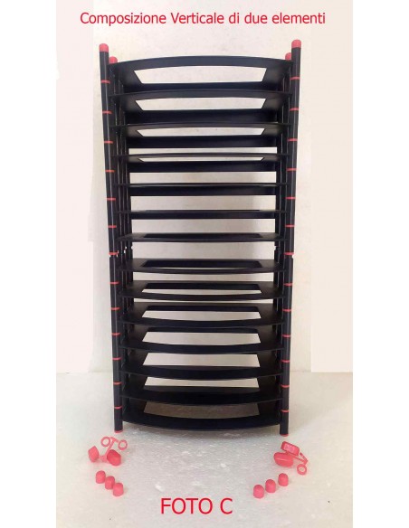 Porta-videocassette-VHS-a-6-posti-in-plastica-nera-vintage-anni-90-composizione-verticale