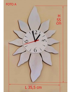 Orologio-da-parete-in-legno-a-forma-di-sole-bianco-e-artigianale 2