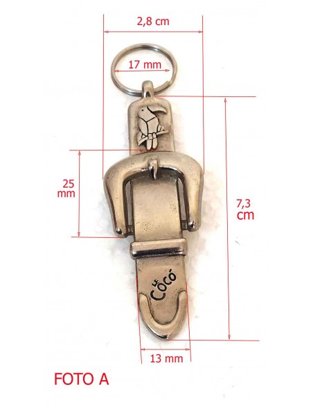 Portachiavi-Le-Coco-in-metallo-con-Tucano-Vintage-Dimensioni