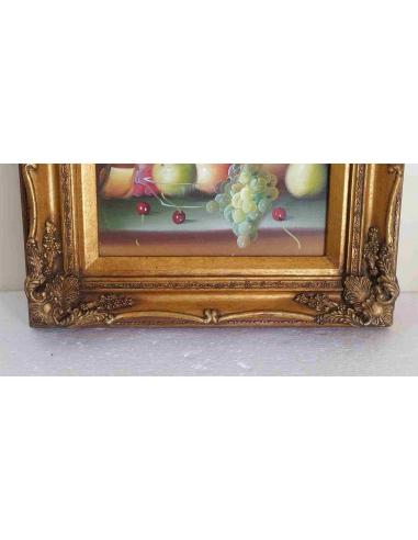 Quadro-natura-morta-con-frutta-e-uva-elegante-cornice-dorata-lavorata-9