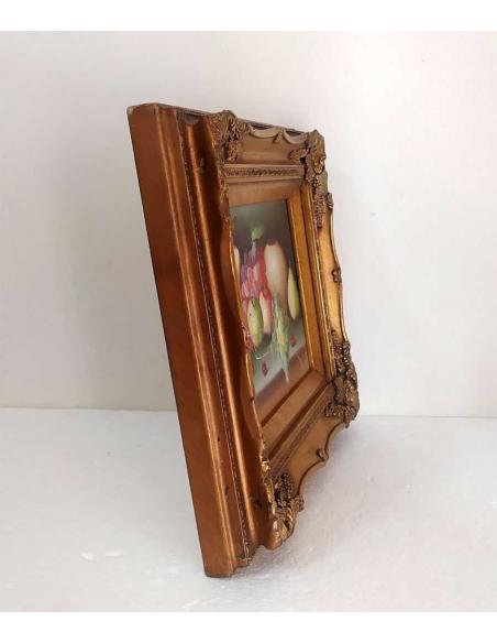 Quadro-natura-morta-con-frutta-e-uva-elegante-cornice-dorata-lavorata-5