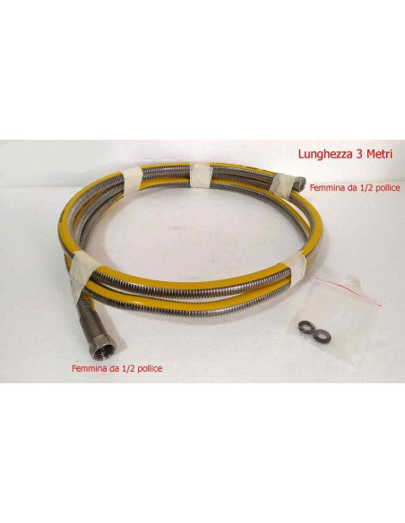 Tubo-Gas-flessibile-acciaio-inox-12-FF-giallo-con-guarnizioni