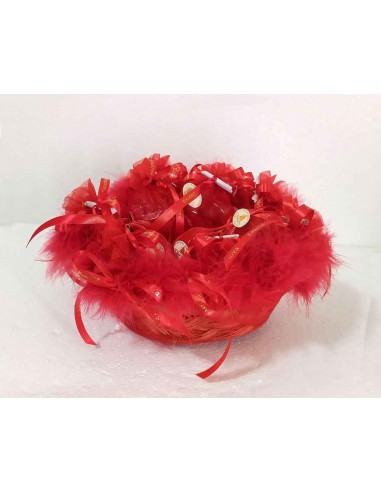 Cesto-bomboniere-Laurea-con-piume-rosse-e-nastri-in-raso-o-26xh10-cm
