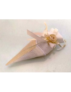 Coni-portaconfetti-in-juta-con-rose-di-stoffa-Bianco-e-Avorio/Bianco 2