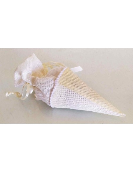 Cono-portaconfetti-in-juta-con-rose-di-stoffa-Bianco/Avorio-2