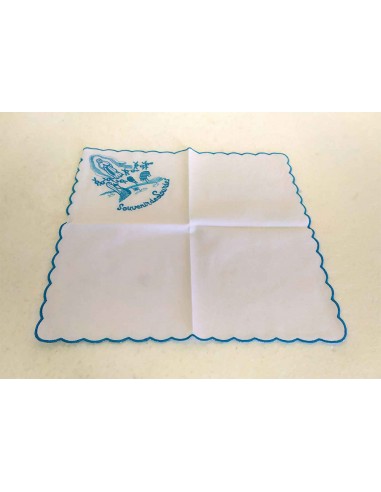 Fazzoletto-souvenir-de-lourdes-in-cotone-con-ricamo-blu-25x25-cm-3