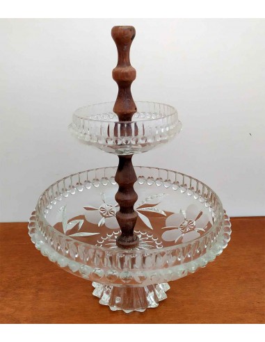 Alzata-vintage-2-piani-vetro-floreale-e-legno-dolcifrutta-Ø23xh31cm