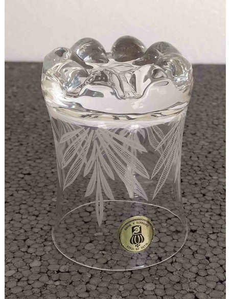 Set-6-bicchieri-bibita-in-vetro-vintage-decoro-inciso-a-foglia-parte-inferiore