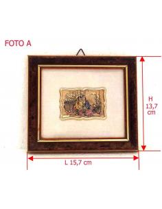 Quadretto-in-Argento-925-sbalzato-e-dipinto-cornice-legno-radica 2