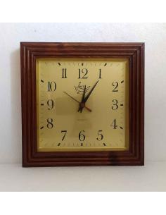 Orologio da Parete Quadrato Legno Scuro 26x26 cm - Quadrante Oro