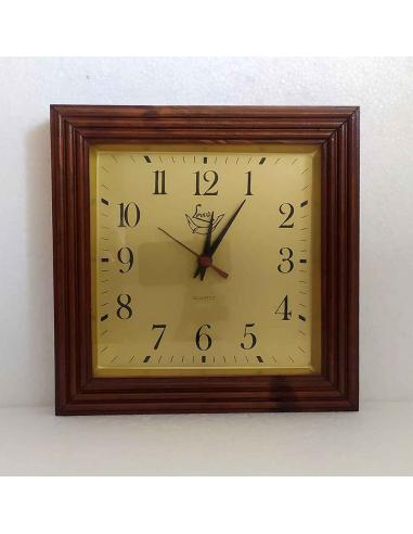 Orologio da Parete Quadrato Legno Scuro 26x26 cm - Quadrante Oro