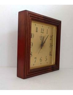 Orologio da Parete Quadrato Legno Scuro 26x26 cm - Quadrante Oro 2