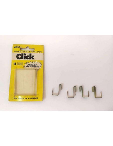 Confezione e set di 4 ganci Click in metallo per tendine su infissi in alluminio senza fori