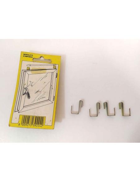 Confezione e set di 4 ganci Click in metallo per tendine su infissi in alluminio senza fori-1