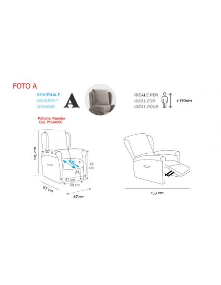 Poltrona Alzapersona Vitarelax Romeo 2 Motori Elettrica PMUA006, dimensioni
