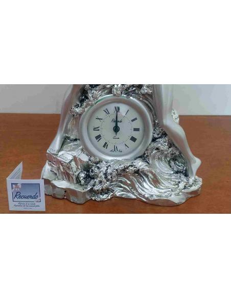 Orologio da Tavolo in Resina Argentata Scultura coppia amanti Recuerdo, dettaglio orologio