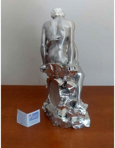 Orologio da Tavolo in Resina Argentata Scultura coppia amanti Recuerdo vista posteriore 1