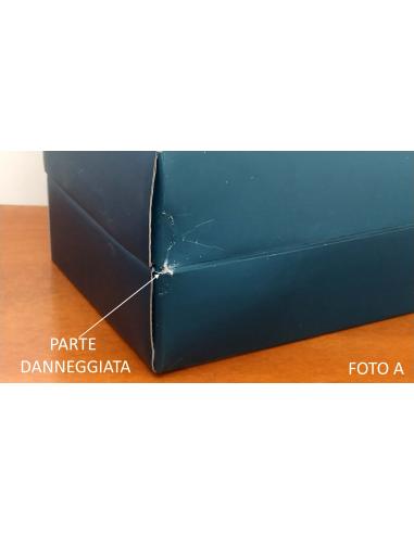 Orologio da Tavolo in Resina Argentata Scultura coppia amanti Recuerdo, dettaglio parte confezione posteriore danneggiata