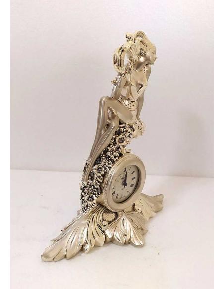 Orologio da Tavolo Recuerdo Linea Argenti - Scultura Donna Argentata, vista laterale dx