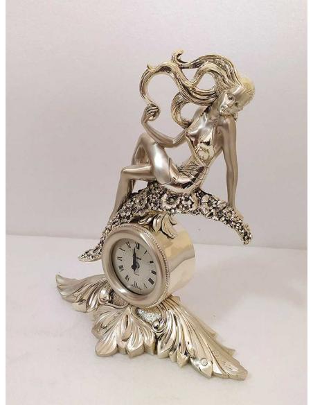 Orologio da Tavolo Recuerdo Linea Argenti - Scultura Donna Argentata, vista laterale sx