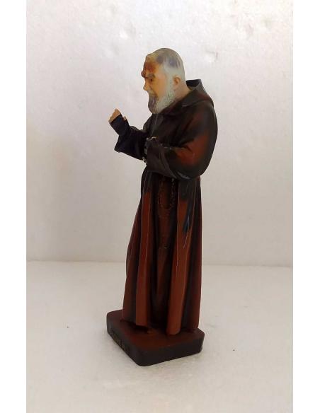 Statua Padre Pio in Resina 26 cm con Guanti e Saio, vista laterale sinistro.