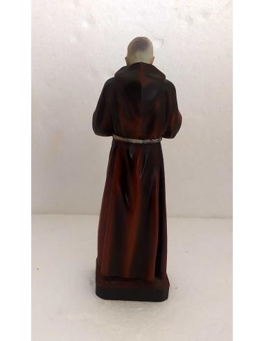 Statua Padre Pio in Resina 26 cm con Guanti e Saio, vista posteriore.