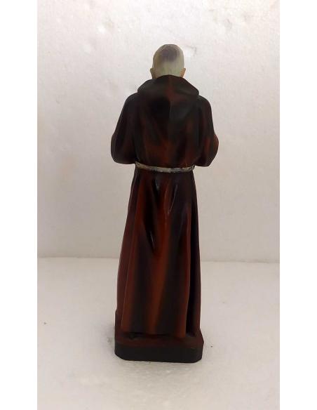 Statua Padre Pio in Resina 26 cm con Guanti e Saio, vista posteriore.