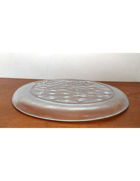 Piatto da portata in Vetro Trasparente Decorato con Farfalle | 31,3 cm, parte inferiore.