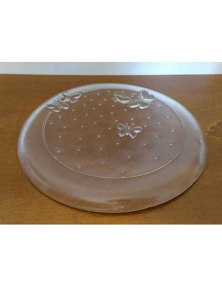Piatto da portata in Vetro Trasparente Decorato con Farfalle | 31,3 cm, parte inferiore1.