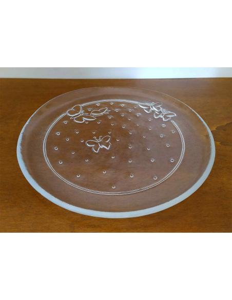 Piatto da portata in Vetro Trasparente Decorato con Farfalle | 31,3 cm1.