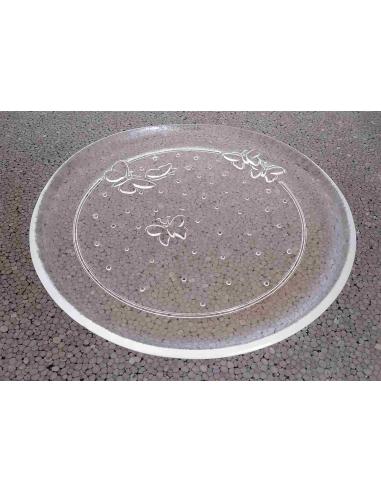 Piatto da portata in Vetro Trasparente Decorato con Farfalle | 31,3 cm, vista superiore.
