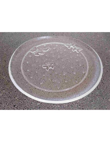 Piatto da portata in Vetro Trasparente Decorato con Farfalle | 31,3 cm, vista superiore.