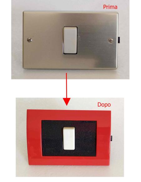 Esempio di come cambia il look del punto luce con il montaggio dell'adattatore nero.