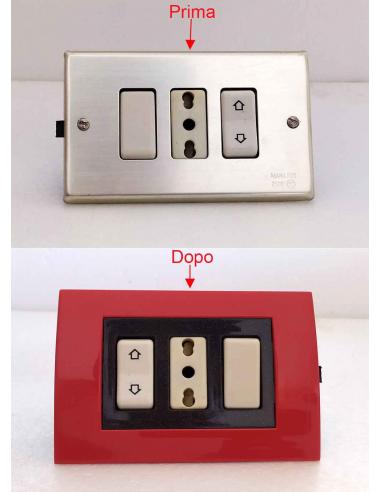 Esempio di come cambia il punto luce con il montaggio dell'adattatore nero.
