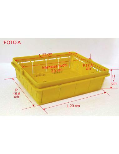 Dimensioni Scatola da incasso in plastica gialla Marlanvil per centralino elettrico modulare da 8-10 moduli.