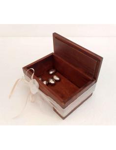 Scatola Svuota tasche e Portaoggetti Legno Artigianale 15x10 cm, vista interna.
