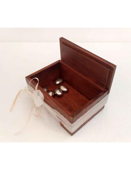 Scatola Svuota tasche e Portaoggetti Legno Artigianale 15x10 cm, vista interna.