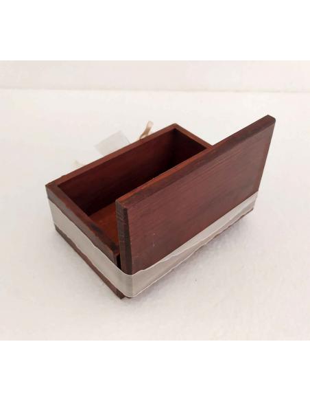 Scatola Svuota tasche e Portaoggetti Legno Artigianale 15x10 cm, vista laterale destro.