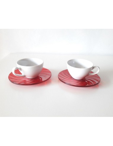 Set-2-Tazzine-Diamond-bianche-con piattino-rosso