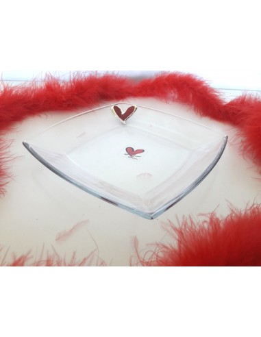 PIATTO CON CUORE GLITTER ROSSO-SY153R-1