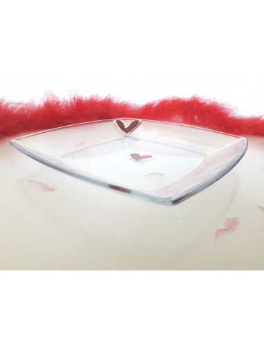 PIATTO CON CUORE GLITTER ROSSO-SY153R-2