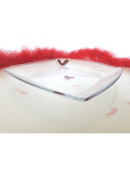 PIATTO CON CUORE GLITTER ROSSO-SY153R-2