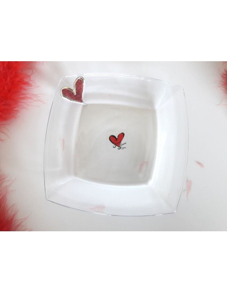 PIATTO CON CUORE GLITTER ROSSO-SY153R-3