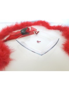 PIATTO CON CUORE GLITTER ROSSO-SY153R