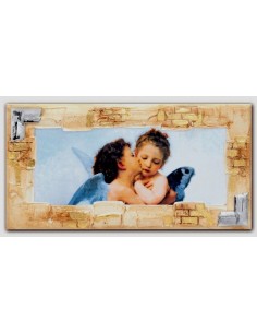 Quadro Angeli di Raffaello PD10/6 su pannello con placca in argento bilaminato