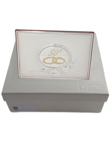Targa-50°-Anniversario-6651-Legno-con-Argento-con-scatola