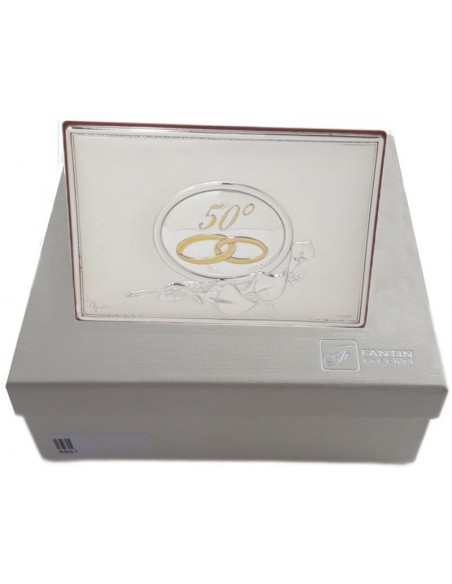 Targa-50°-Anniversario-6651-Legno-con-Argento-con-scatola