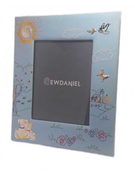 Cornice portafoto Ricamata 20x25 Celeste-Vista dx